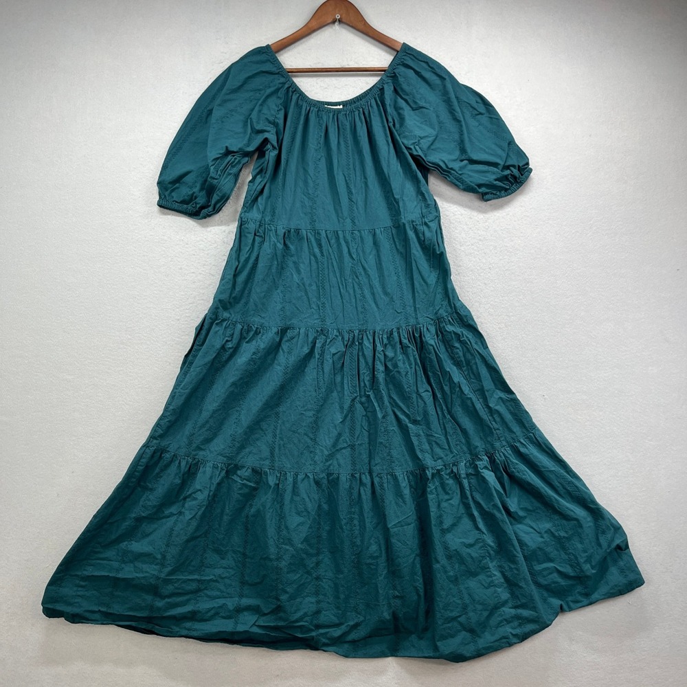 Universal Thread Maxi Dress Womens XS Green Tiered Eyelet Hippie Boho Peasant